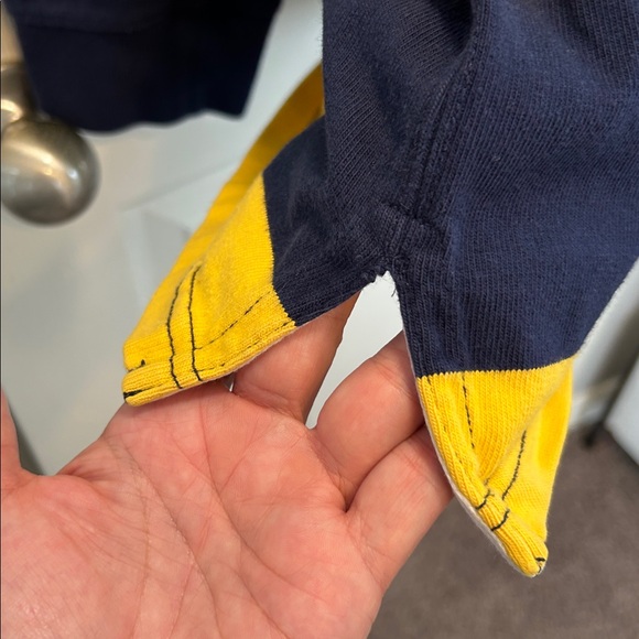 Vintage Ralph Lauren Men's Navy and Yellow Striped Shirt - Picture 6 of 9